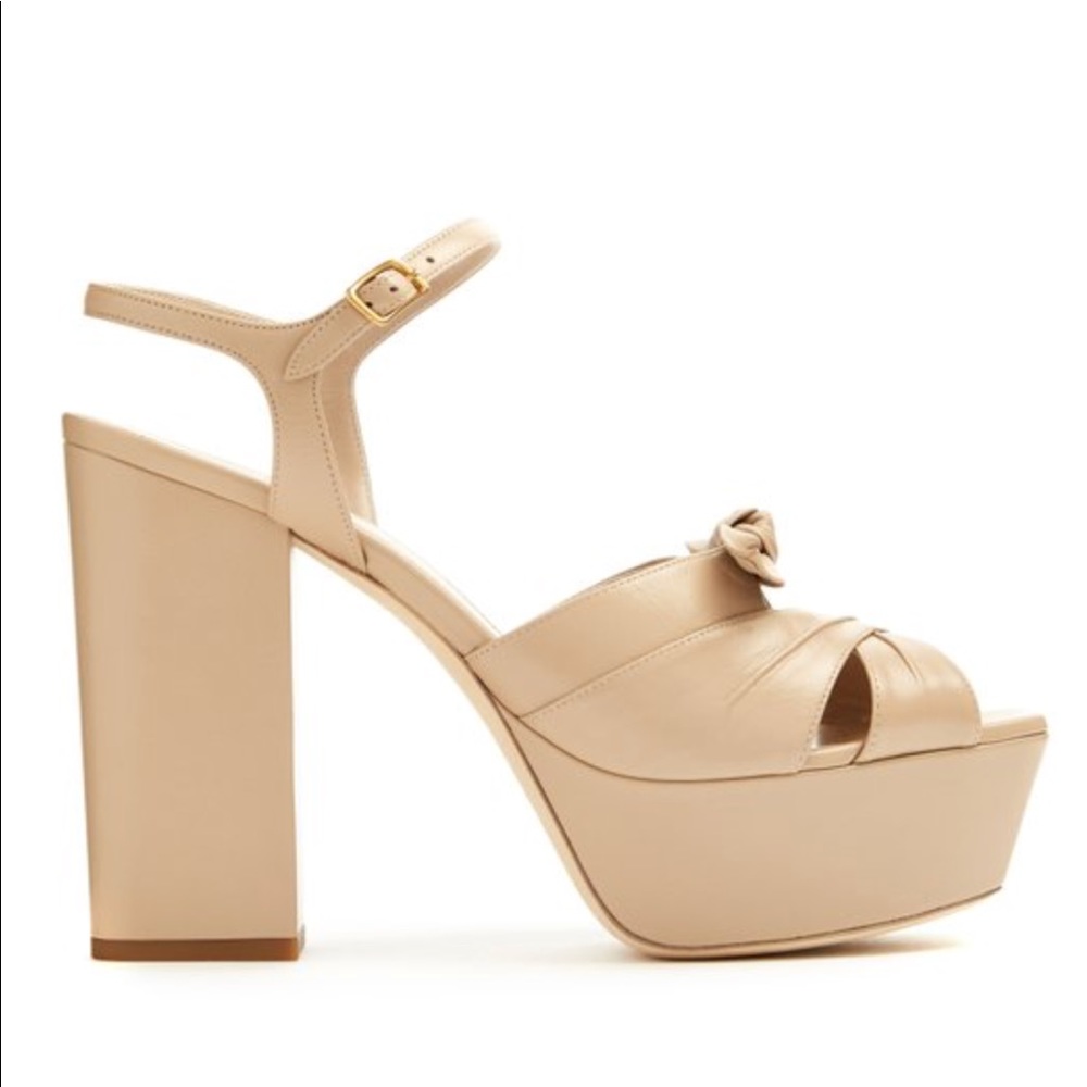 Saint Laurent's nude-beige leather Farrah sandals